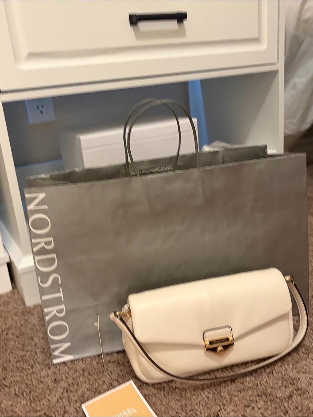Michael Kors Soho Cream Leather Shoulder Bag with Gold Hardware Accents- NWT